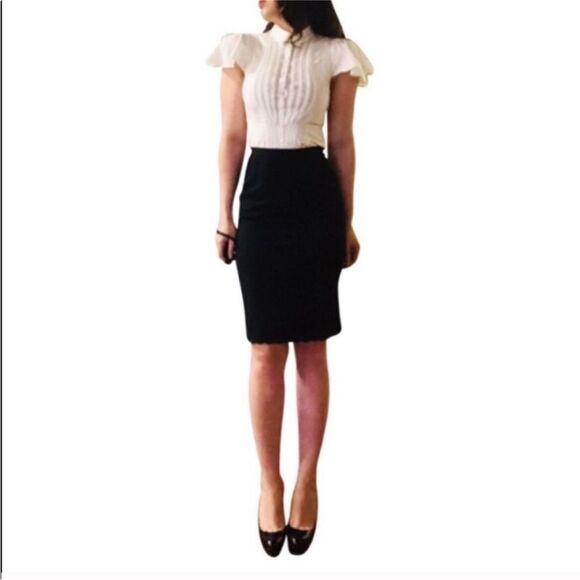 DOLCE & GABBANA Black mini-midi skirt with slit - Picture 1 of 6